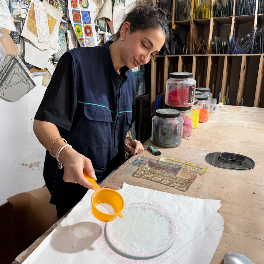 Building the color story for the glass.