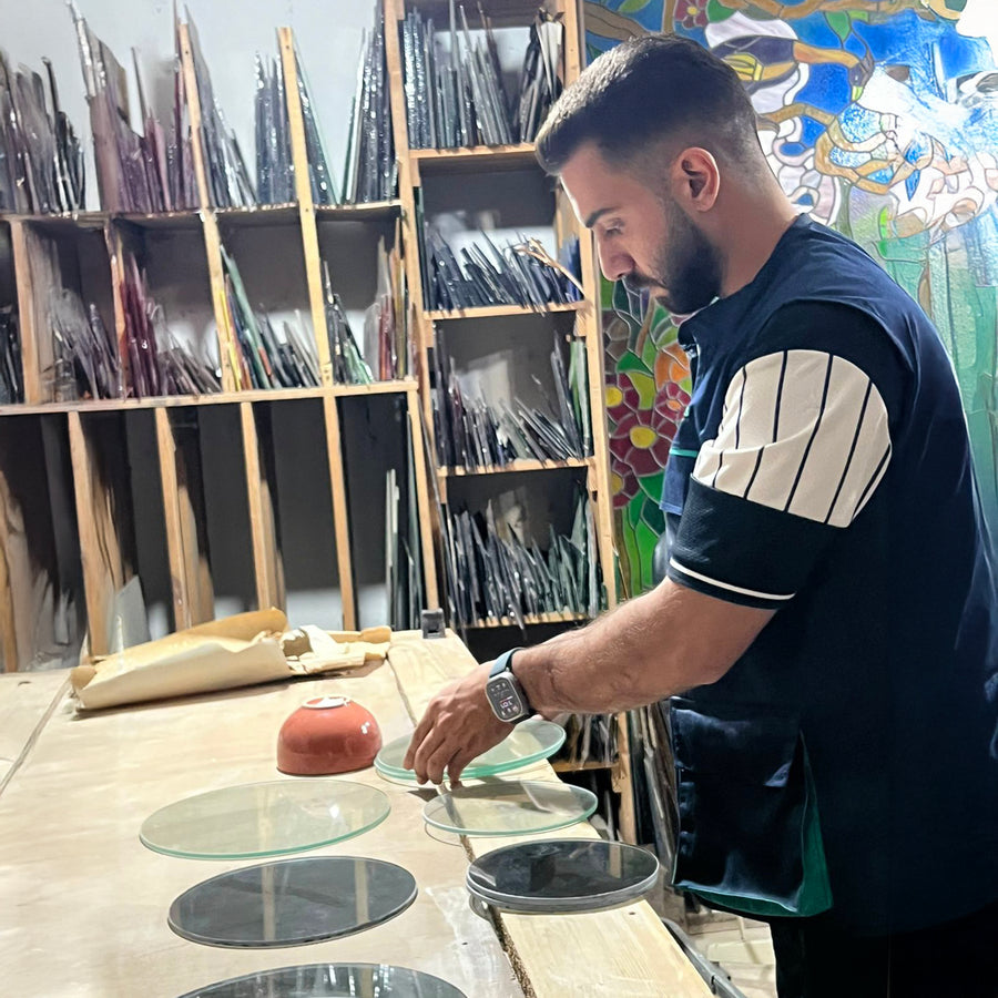 Cutting and preparing the base glass.